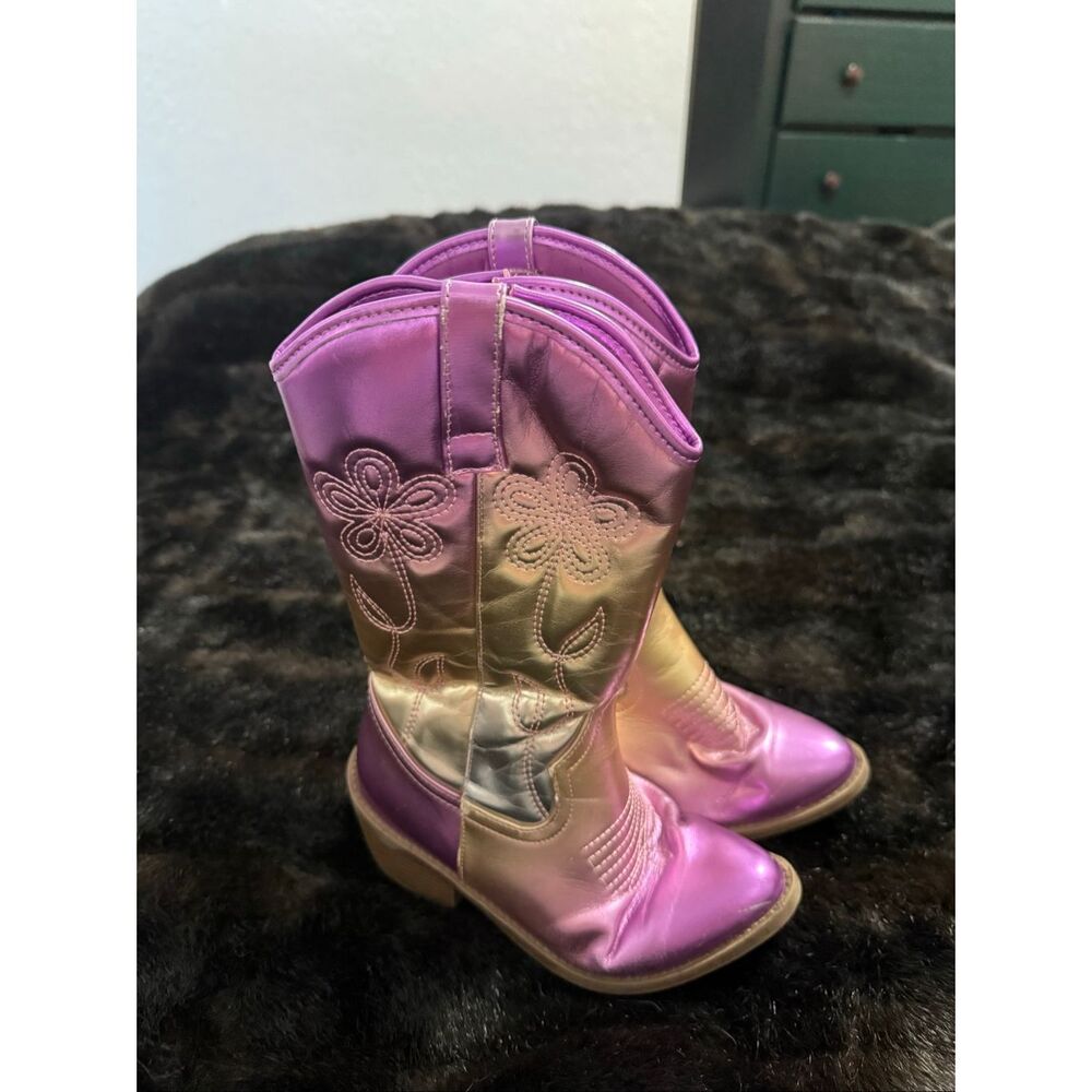 Metallic Steve Madden Girls Cowboy Boots – Size 1